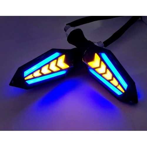 Динамические мото повороты Hongbo с синим габаритом, (к-т 2 штуки)