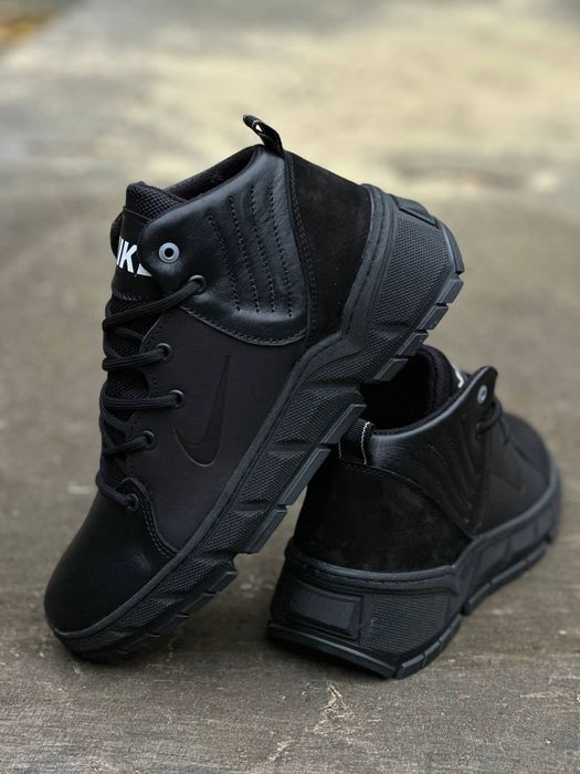 Мужские зимние ботинки Nike натуральная кожа и шерсть / Найк