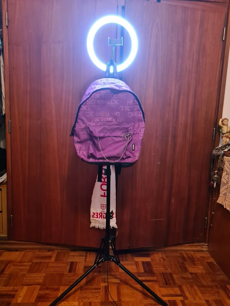 Mochila tik tokere anel de luz led para smartphone