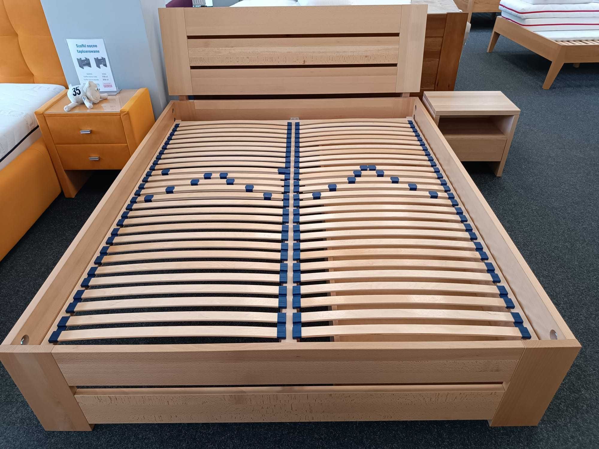 Łóżko bukowe z litego drewna 160x200, stelaż, szuflada i szafka gratis