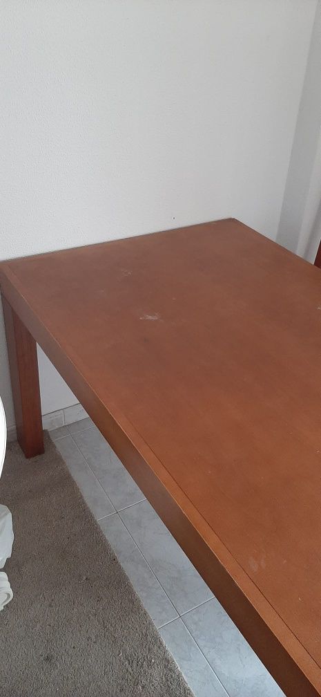 Mesa jantar de madeira + 6 cadeiras