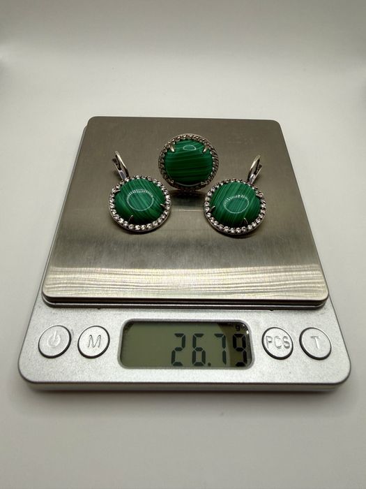 Срібний набір з малахітом 925