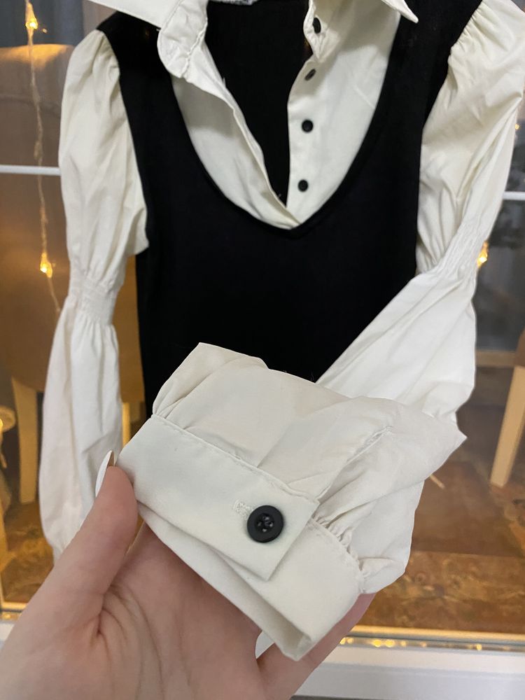 Рубашка черно-белая, размер L, 40-42