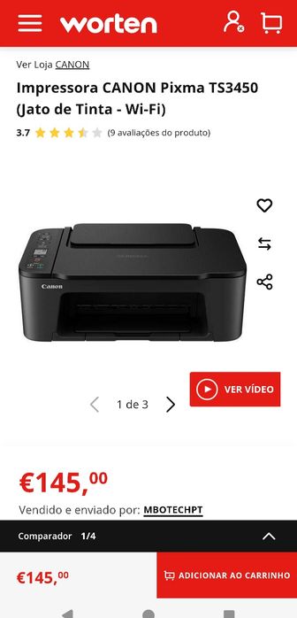 Impressora CANON Pixma TS3450 (Jato de Tinta - Wi-Fi)