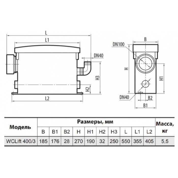 Установка канализационная побутова Sprut WCLift 400/3