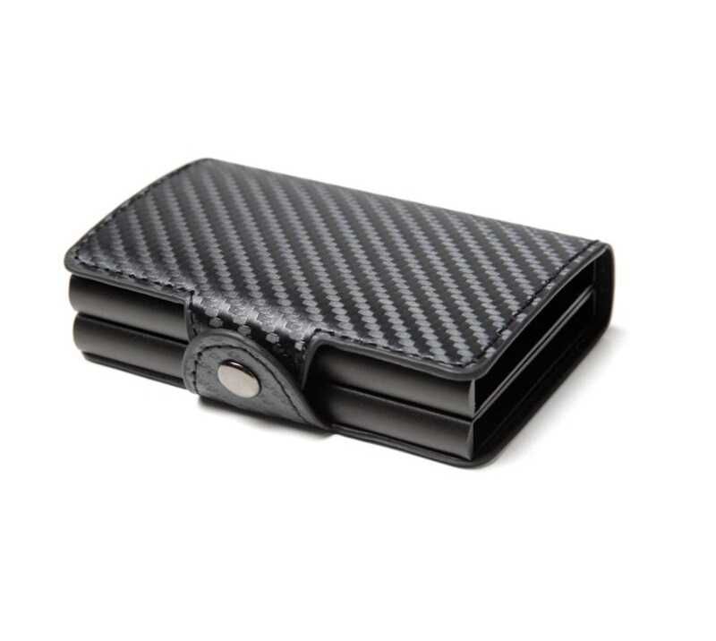 Porta cartões estilo SECRID automático duplo preto carbono