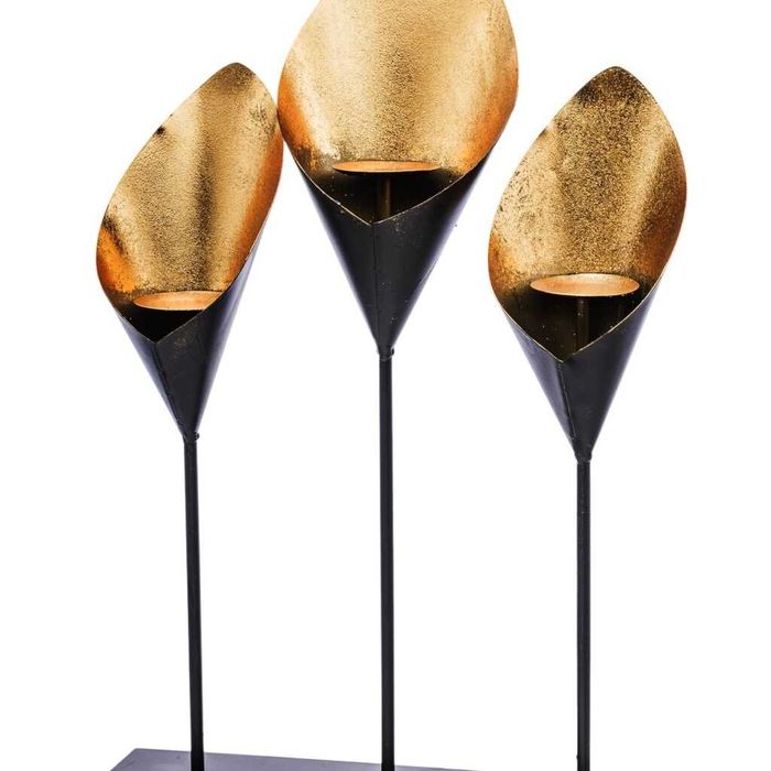 świecznik potrójny metalowy czarno-złoty 55 cm