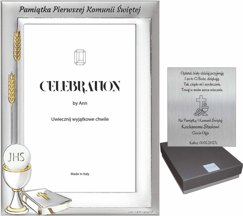 Srebrna Ramka Na Zdjęcie Pamiątka I Komunii Świętej GRAWER