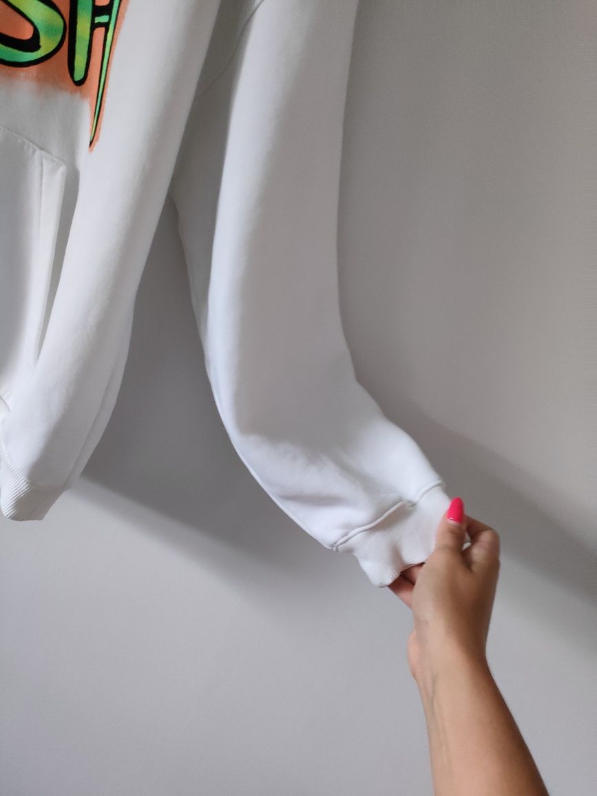 Biała bluza long fit Bershka billie Eilish S