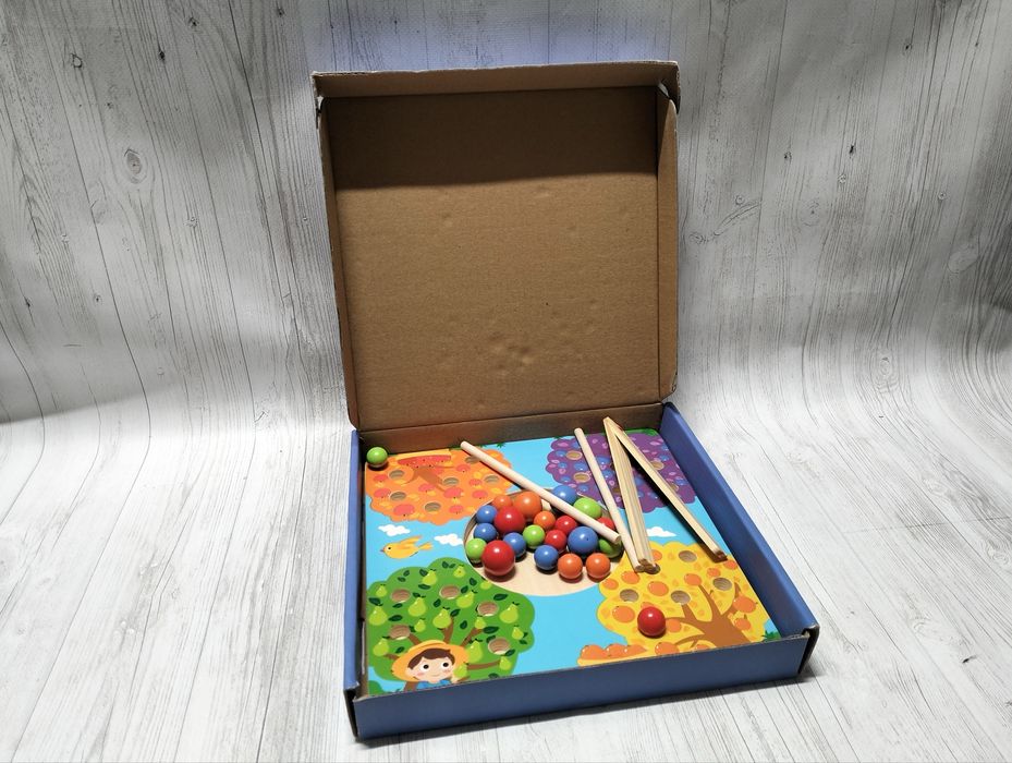 Деревянная игра Limo Toy сортер Монтессори с пинцетом Времена года