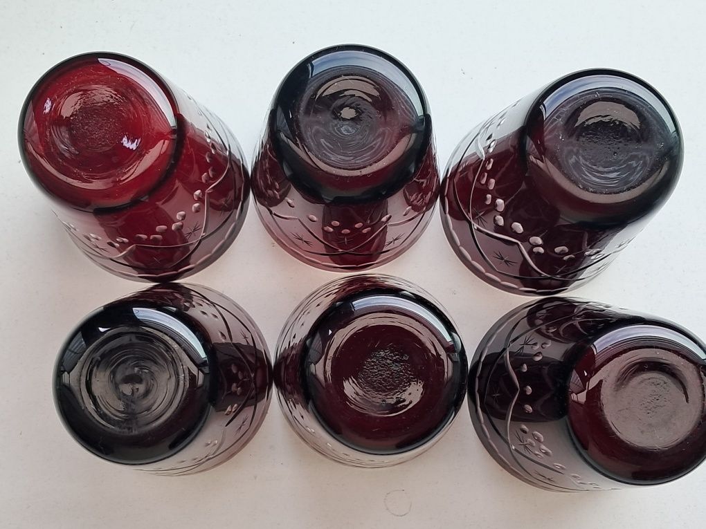 Szklanki krysztalowe rubinowe Bohemia do napojów 200 ml vintage