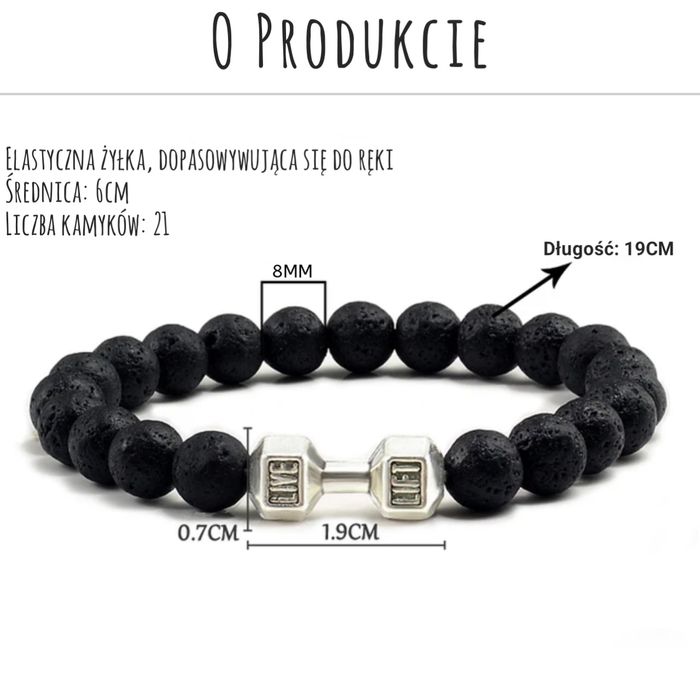 Bransoletka Hantel z Kamieniami Wulkanicznymi