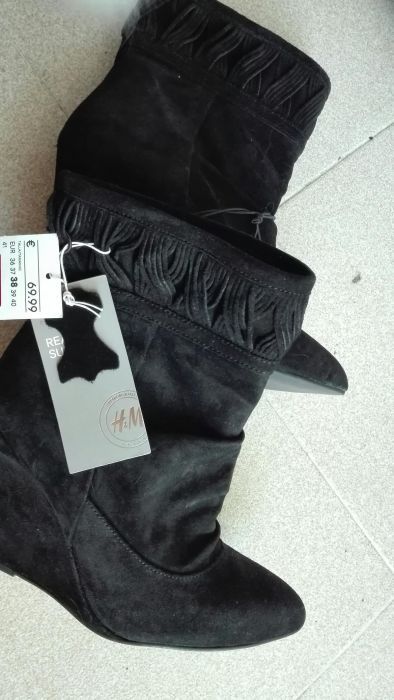 Botas em cunha PELE da H&M novas com etiqueta SALDOS