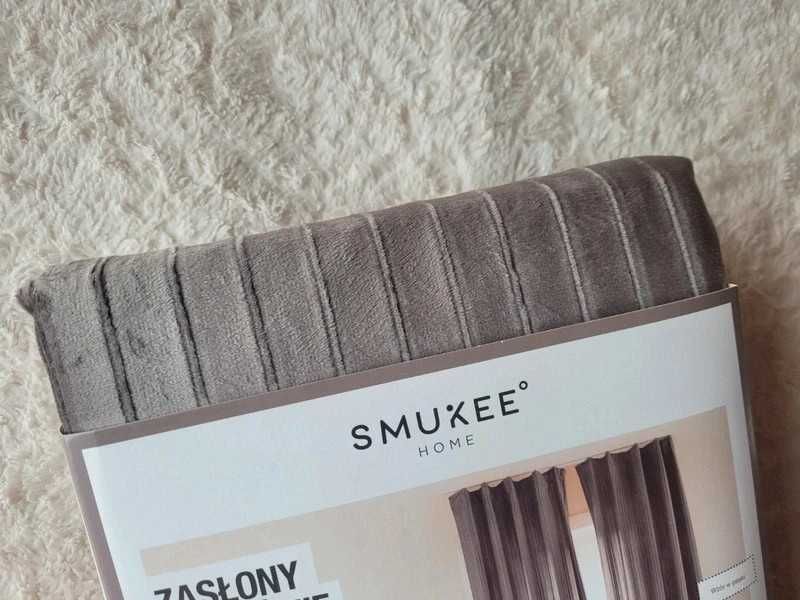 Zasłony aksamitne na taśmie Smukee Home 135x250cm welurowe szare 2 szt