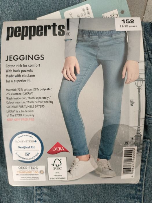 Pepperts Jegginsy / Jeansy / Spodnie młodzieżowe z bawełną rozmiar 152