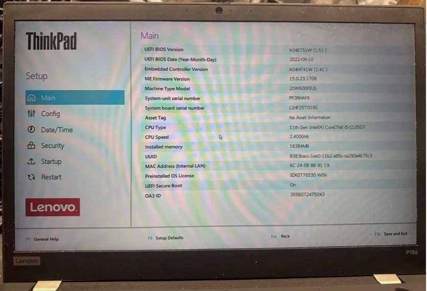 Дисплей Сенсорний Lenovo ThinkPad P15s 15,6" Full HD-якість дуже гарна