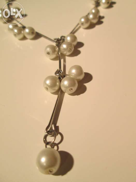 Srebrny naszyjnik perełki perły