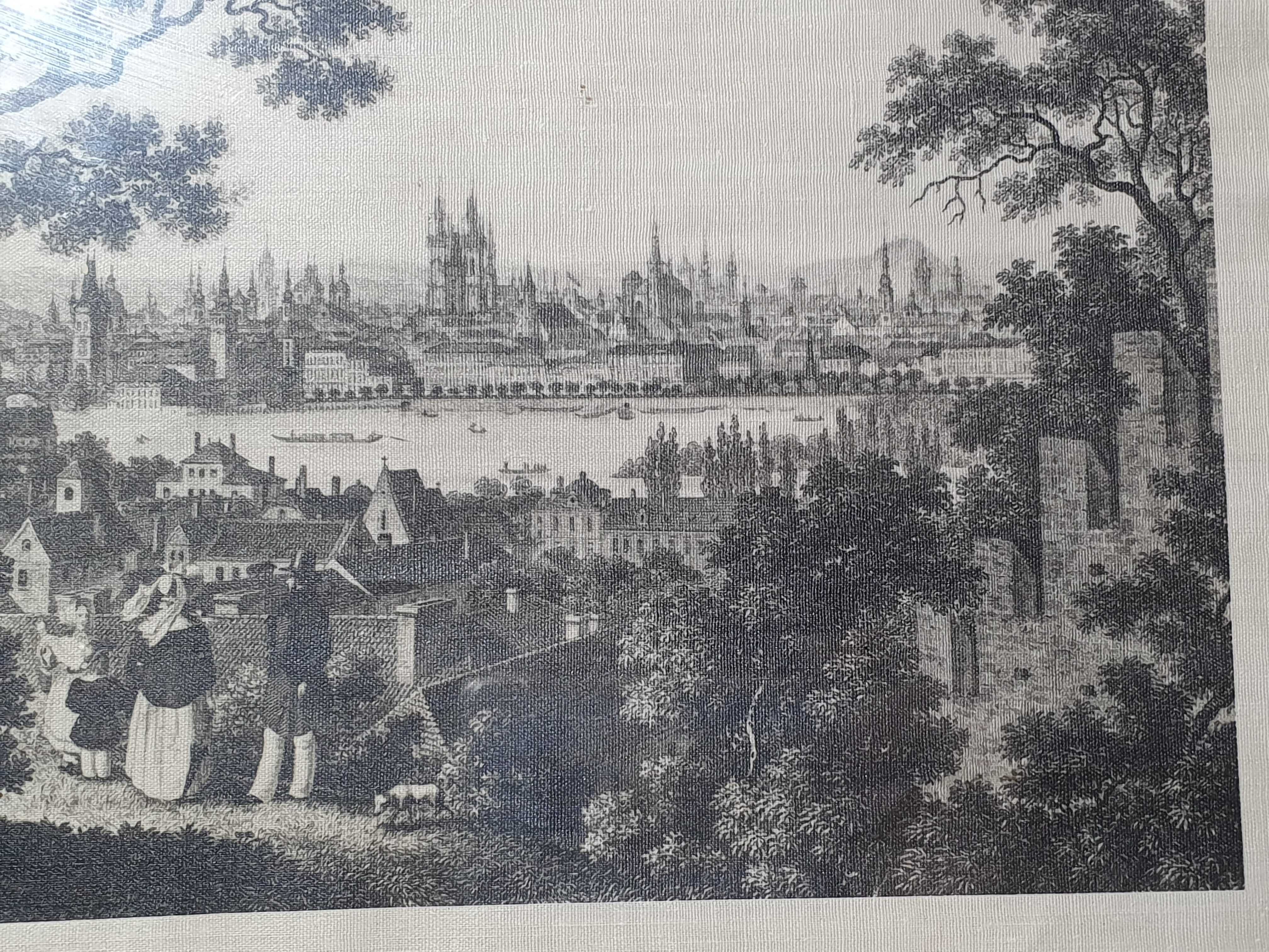 Obraz obrazek Panorama miasta druk jak na płótnie stary zabytkowy 1950