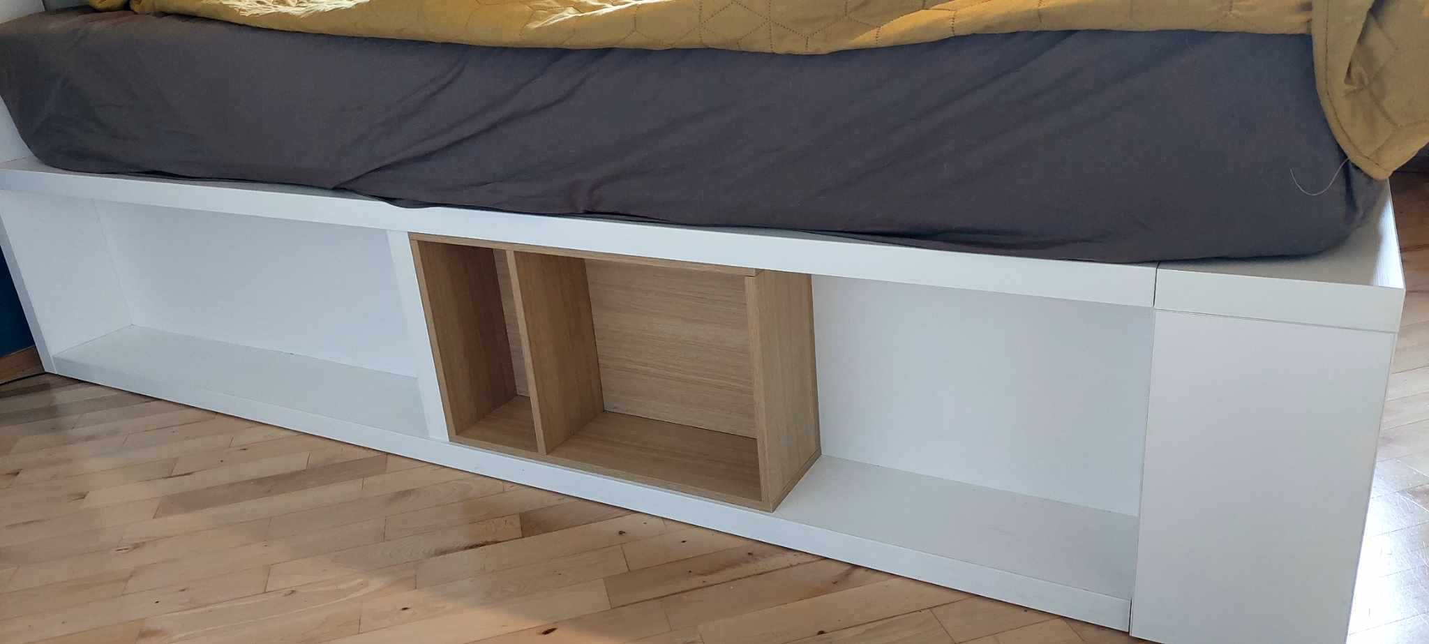 białe łóżko dwuosobowe ze skrzynią i półkami VOX 4you, 160x200