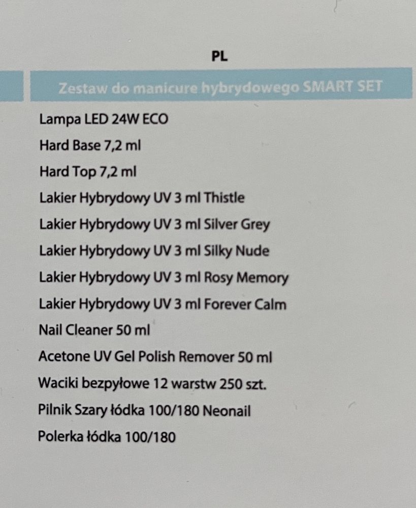 NEONAIL Zestaw NOWY do hybryd paznokci manicure + lampa UV