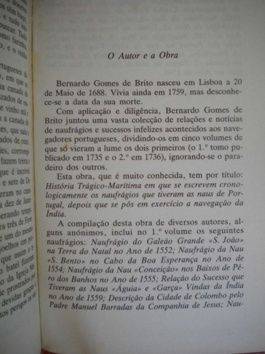 História Trágico-Marítima
de Bernardo Gomes de Brito