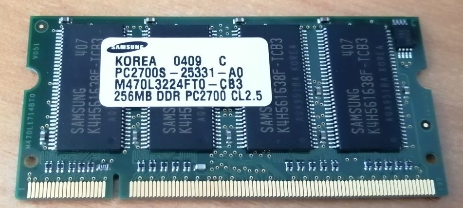 Memória RAM SODIMM Samsung DDR "PC2700" 256MB CL2.5