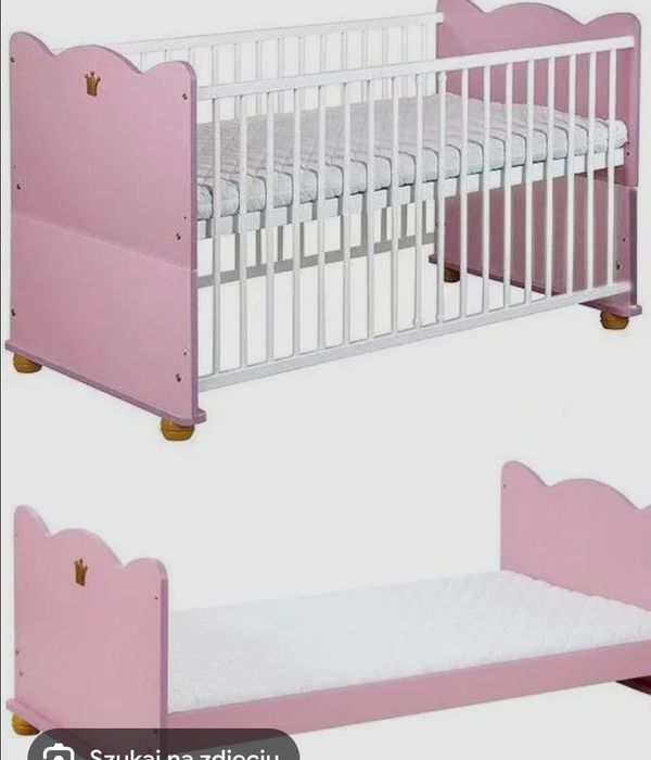 Łóżeczko tapczanik dla niemowlaka rosnące dziecięce z materacem i szcz