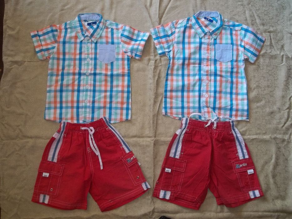 BLIŹNIAKI zestawy na lato dla bliźniaków 86-92 szorty + bluzka ZESTAWY