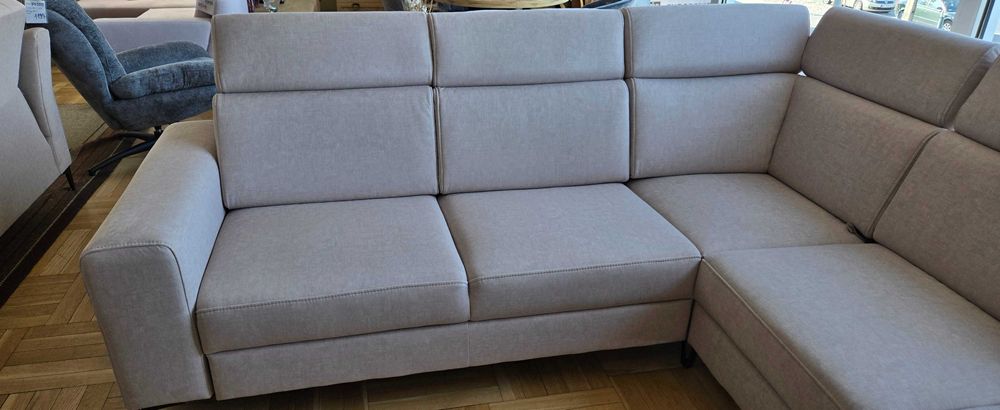 Narożnik 263x226 z f spania i reg. zagłówki jasnoszary ASPEN Libro