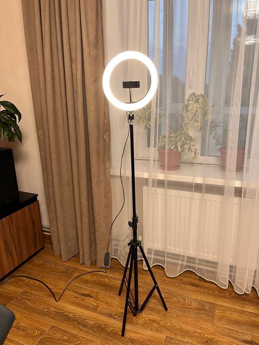 Кільцева лампа з тримачем для телефону та штативом (Набір для блогера)