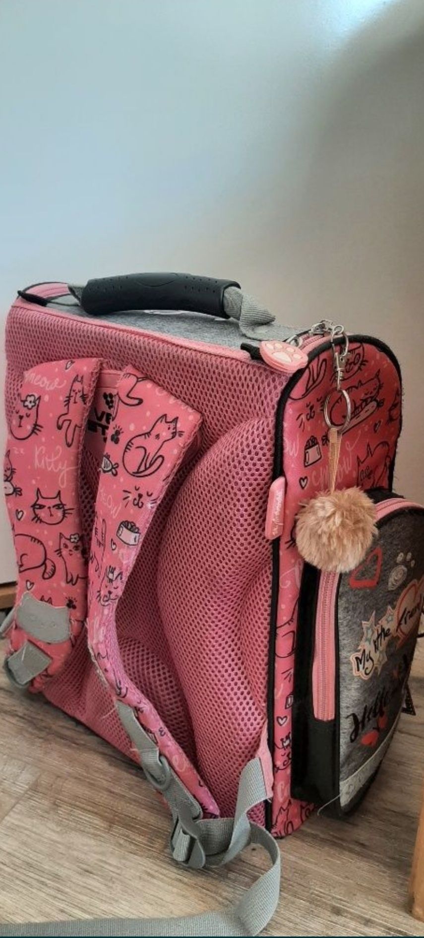 Plecak szkolny z kotkiem różowy