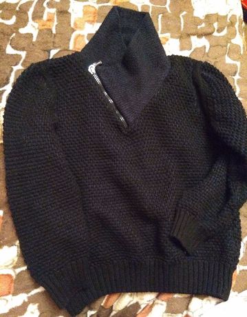 Свитер теплый почти новый джемпер мужской черный реглан светр