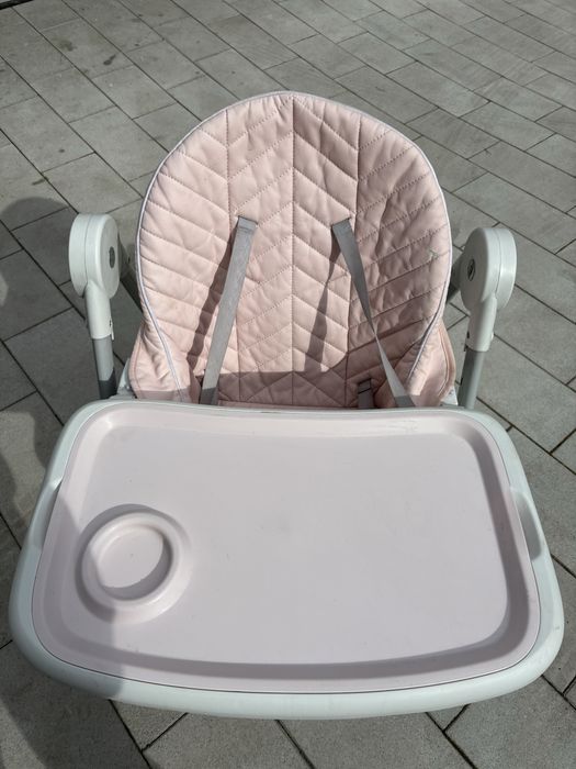 Fotelik krzesełko do karmienia dzieciece kinder kraft różowe skóra