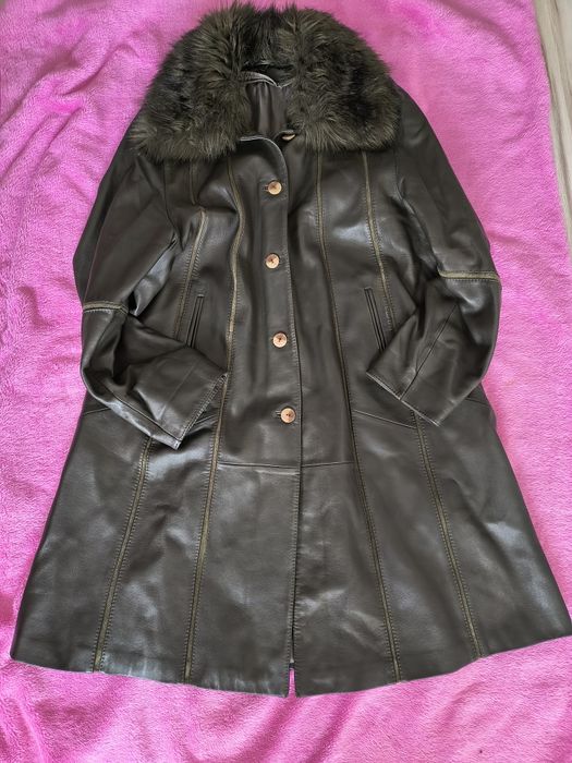 Płaszcz SKÓRA roz. 4XL/46 butelkowa zieleń