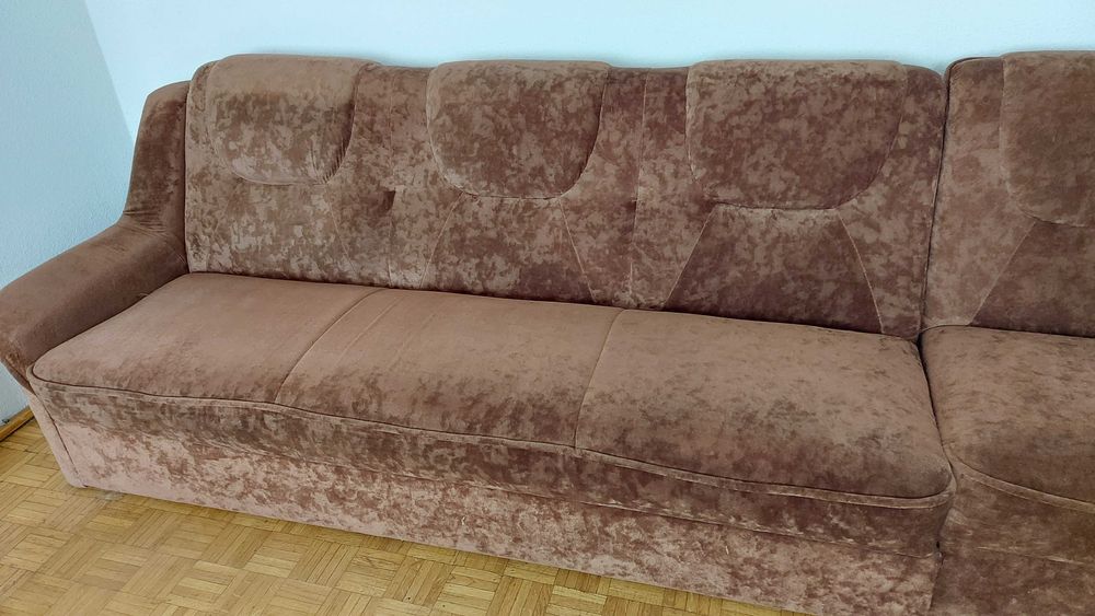 Duży narożnik z funkcją spania -  komplet 3 sof