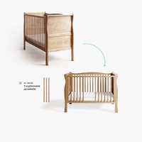 Łóżeczko niemowlęce Woodies Noble Cot 120×60 vintage + bok otwarty