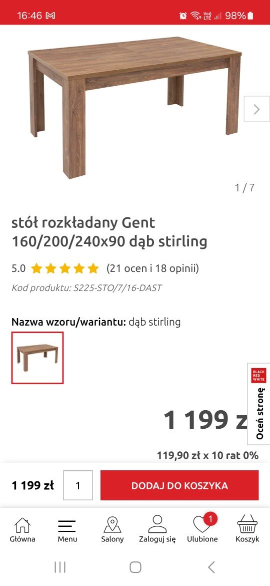 Stół z 4 krzesłami GENT brw