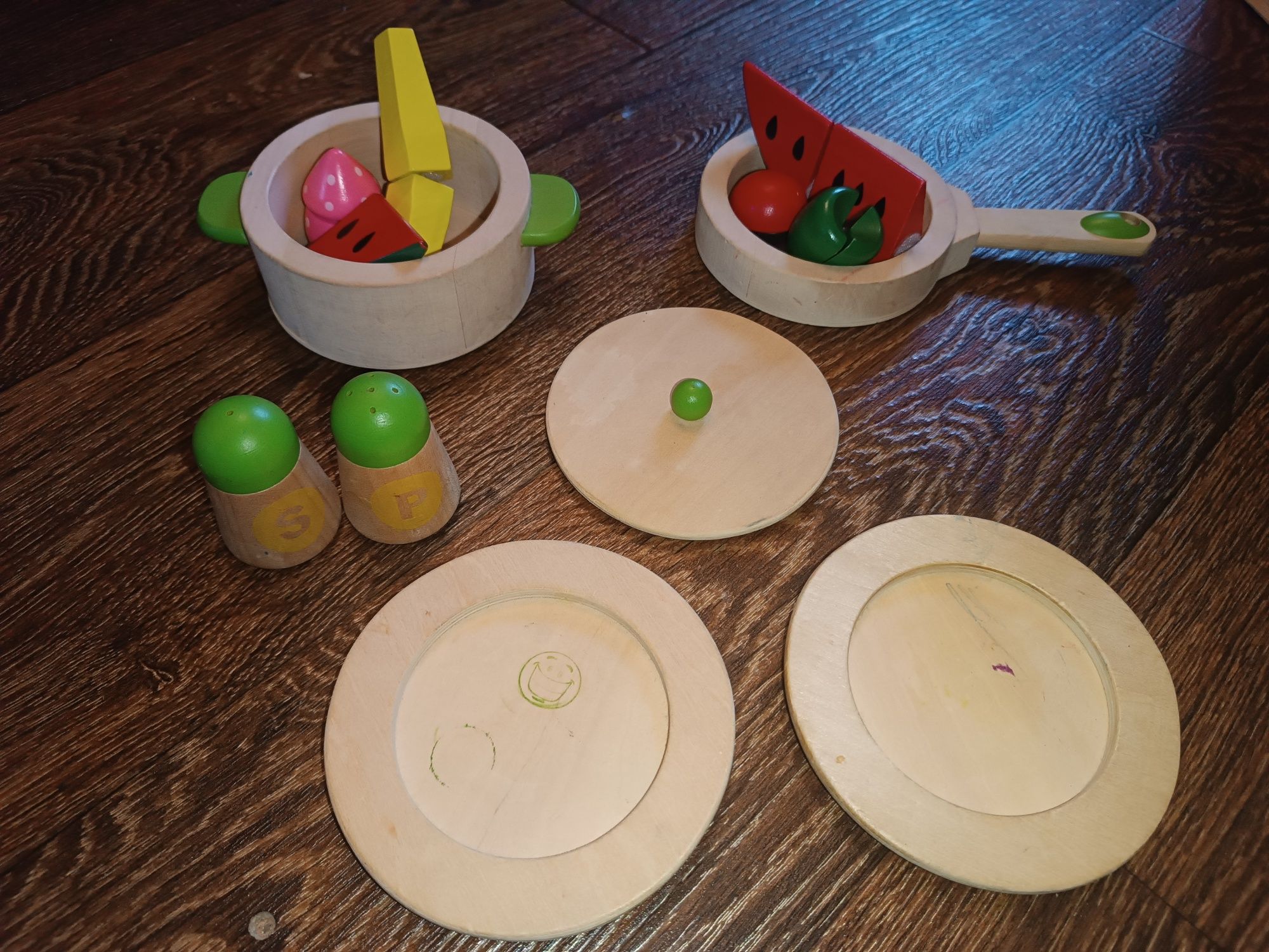 Набір посуду для дітей Фрукти Овочі з дерева Дерев'яна кухня
