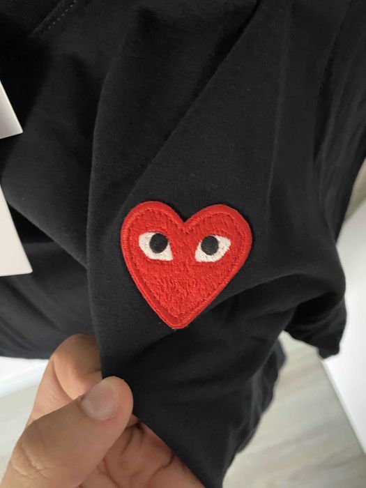 CDG PLAY Red Heart Tee | Black XL | Japan Authentic