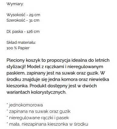 Torebka boho - pleciona - nowa