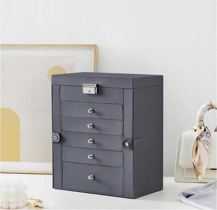 szkatułka na biżuterię z lusterkiem szufladami xl