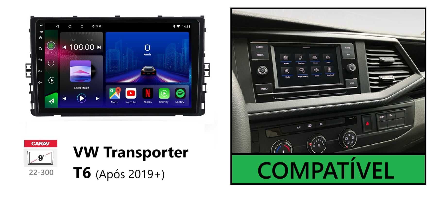 (NOVO) Rádio 2DIN • VW Transporter T4 / T5 / T6 • Android [4+32GB]