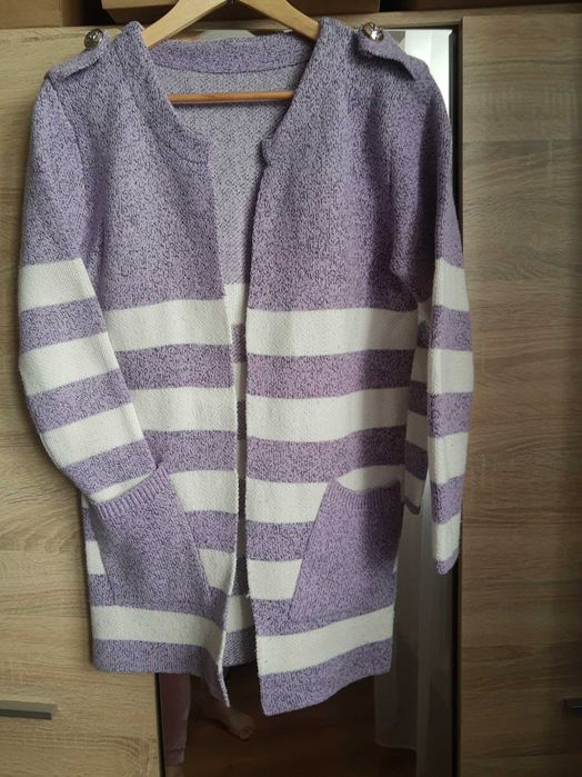 Sweter kardigan damski w paski M/L