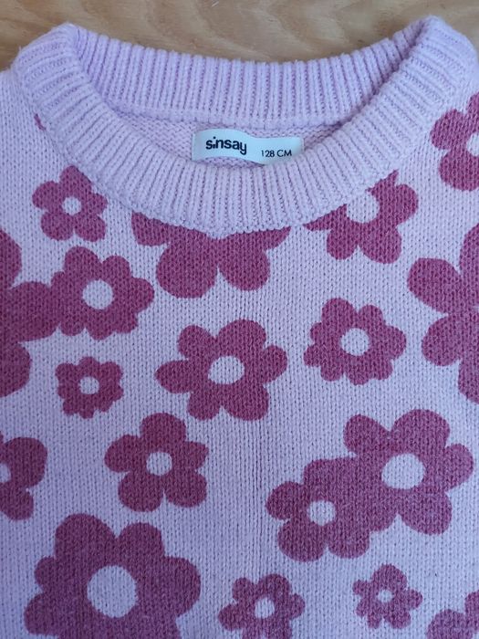Дитячий теплий в'язаний светр Sinsay 128см з квітами