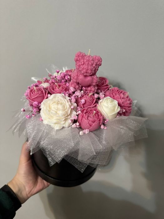 Flower Box, kwiatowe świece sojowe, rękodzieło, prezent okolicznościow