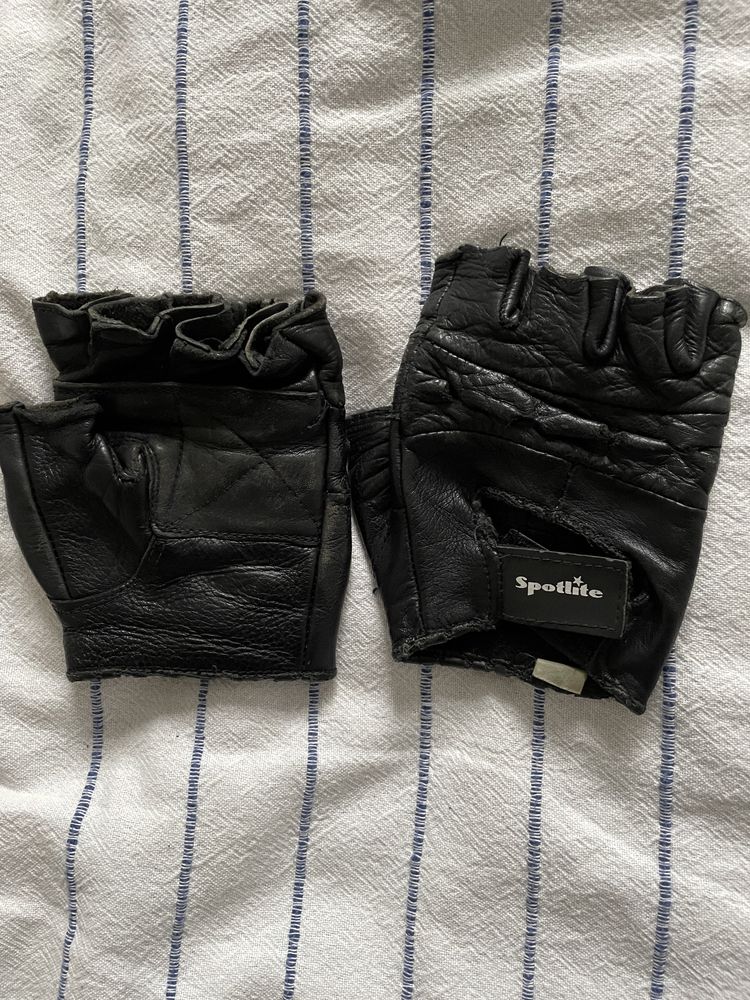 Rękawiczki bez palców skórzane czarne Spotlite M