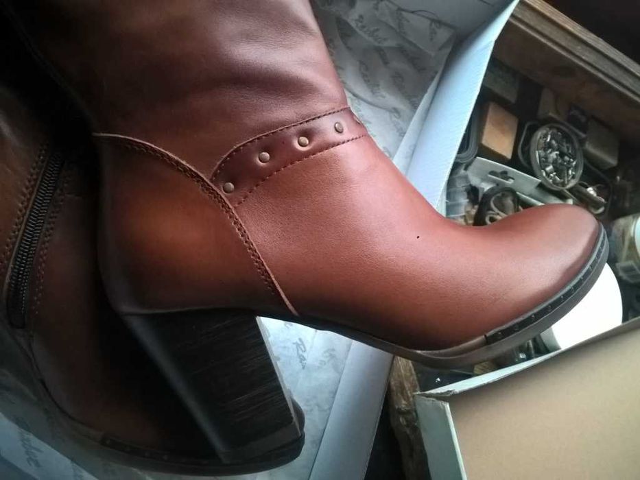 NOWE Buty-Kozaki Kowbojki Damskie38 Natural skóra100% Jasny BRĄZ+Fleki