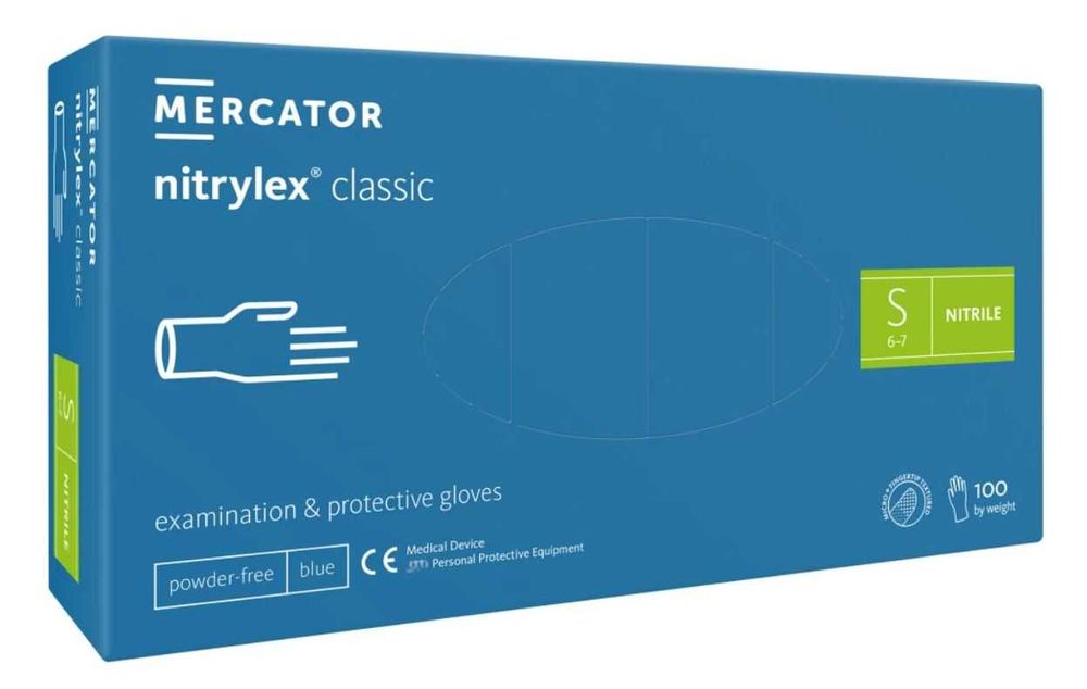 Rękawiczki Mercator nitrylowe niebieskie rozmiar S bezpudrowe 100 szt