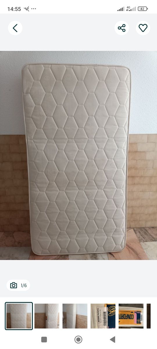 Cama em madeira maciça bom estado estrado e colchão