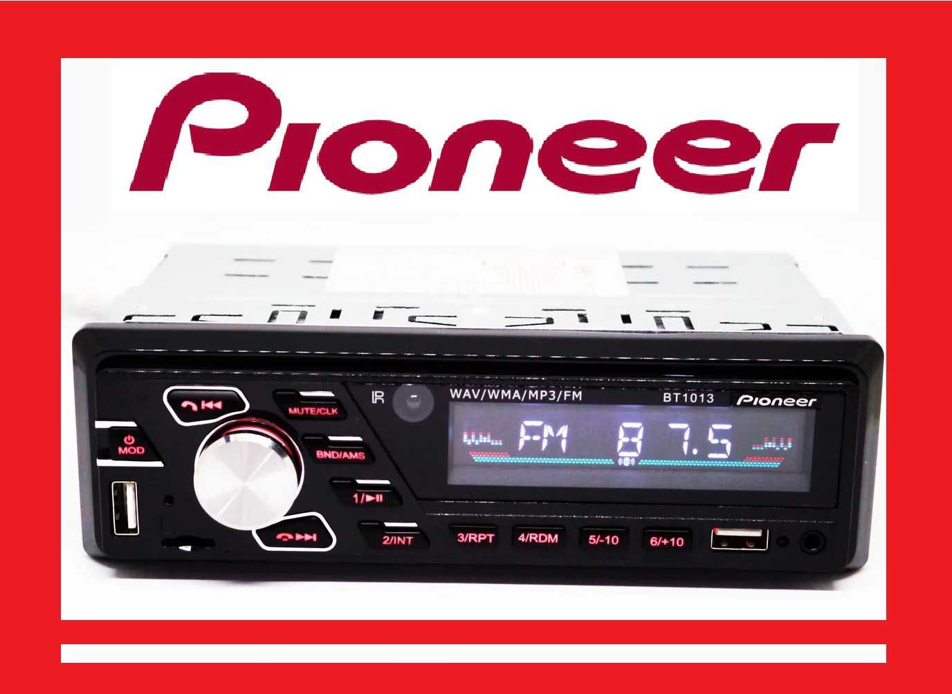 Pioneer 1013BT ISO + БЛЮТУЗ - MP3 Player,FM,USB,SD,AUX